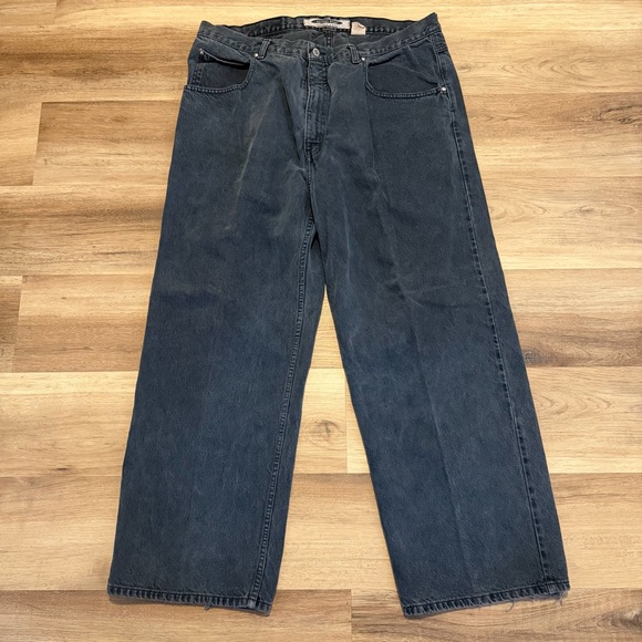 Vtg Y2K Anchor Blue Wide Leg Black Jeans 22” Leg 42x30 fit 40x30 Beyond Baggy
